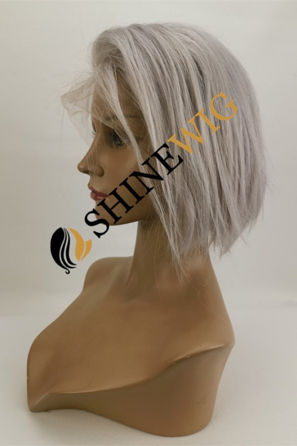 PIXIE style light gray white color lace front wig from shinewig