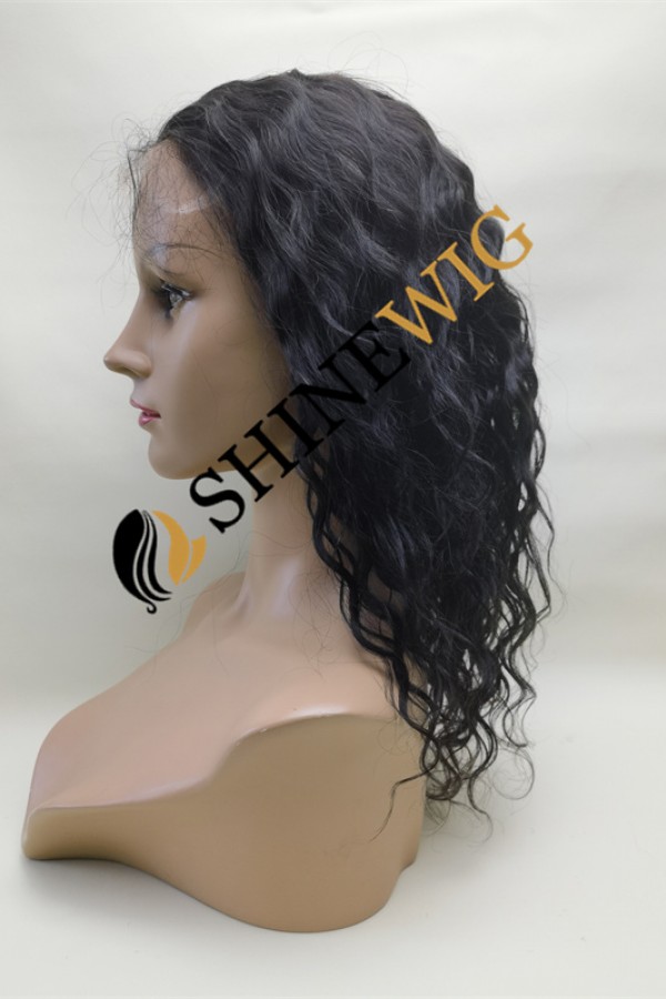 12inch natural color loose wave remy human hair 5 by 5 HD lace closure wig from shinewig