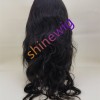 22inch natural color body wave remy human hair natural lace frontal  wig from shinewig