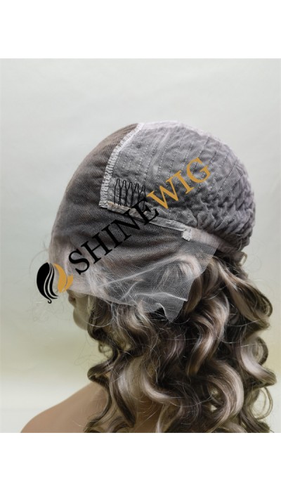 18inch highlight blonde color curly remy human hair natural lace front  wig from shinewig