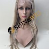 18inch balayage highlight blonde color straight remy human hair natural lace front  wig from shinewig