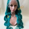 22inch green color body wave  remy hair lace front  wig  from shinewig