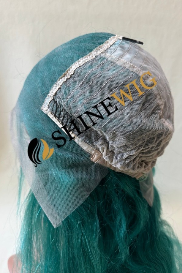 22inch green color body wave  remy hair lace front  wig  from shinewig