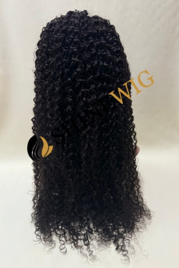 22inch natural color curly remy human hair natural lace frontal  wig from shinewig