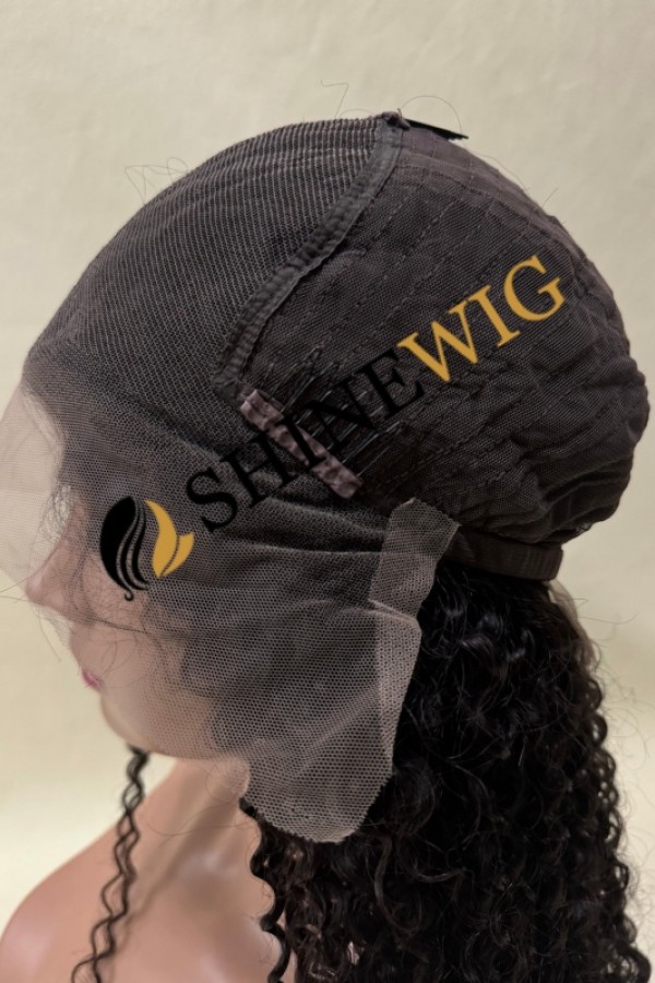 22inch natural color curly remy human hair natural lace frontal  wig from shinewig