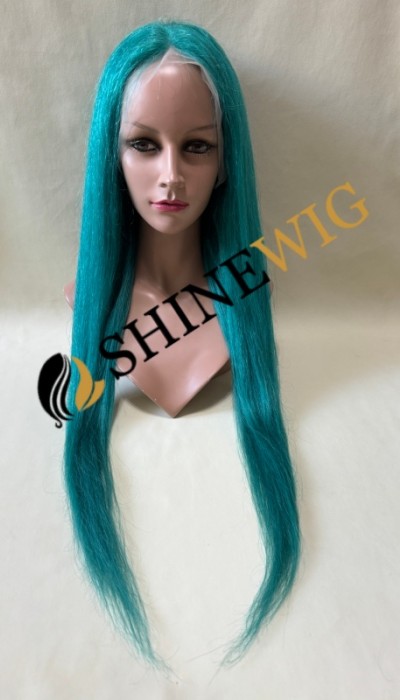 22inch green color straight remy human hair lace front  wig  from shinewig
