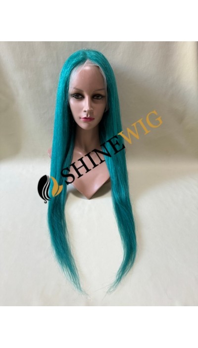 22inch green color straight remy human hair lace front  wig  from shinewig