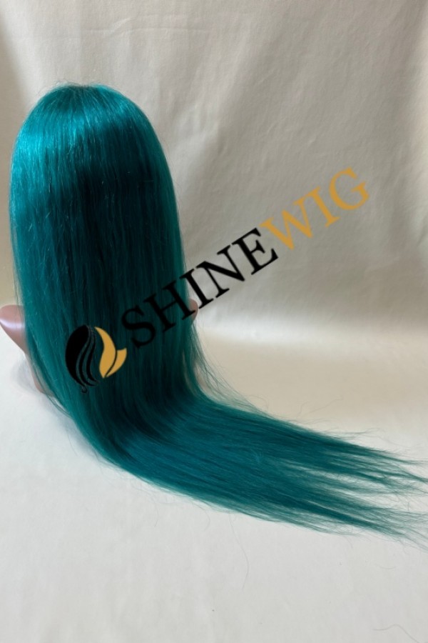 22inch green color straight remy human hair lace front  wig  from shinewig