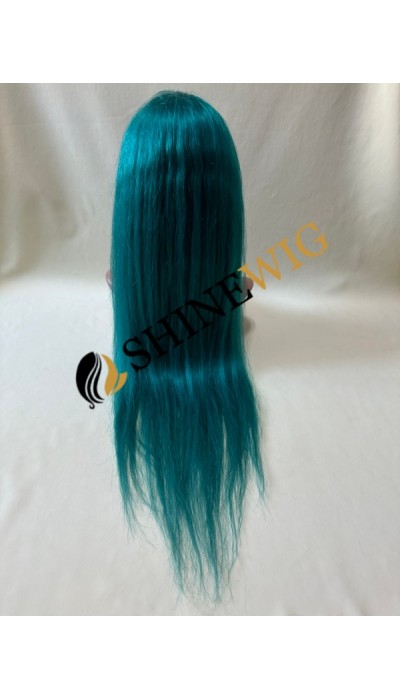 22inch green color straight remy human hair lace front  wig  from shinewig