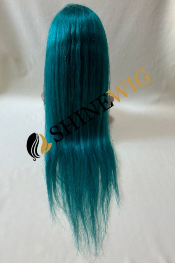 22inch green color straight remy human hair lace front  wig  from shinewig