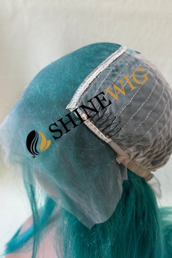 22inch green color straight remy human hair lace front  wig  from shinewig