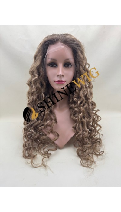 26inch Premium luxury fuller hair ends ombre balayage color wavy HD lace front wig from shinewig