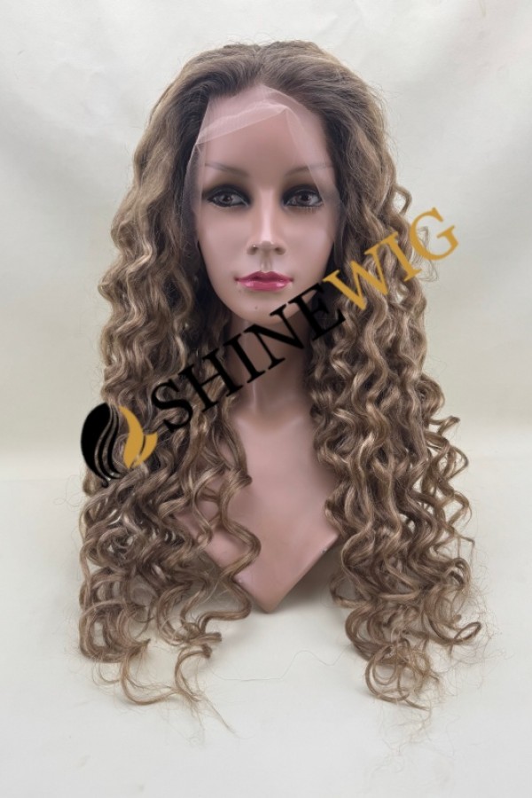 26inch Premium luxury fuller hair ends ombre balayage color wavy HD lace front wig from shinewig