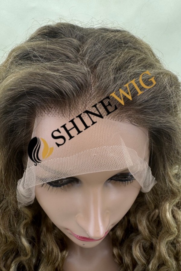26inch Premium luxury fuller hair ends ombre balayage color wavy HD lace front wig from shinewig