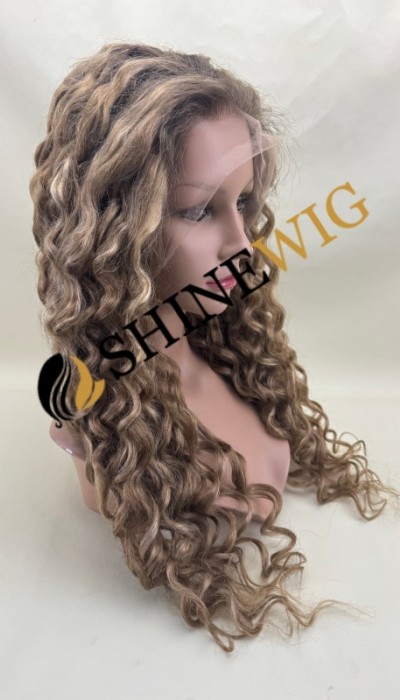 26inch Premium luxury fuller hair ends ombre balayage color wavy HD lace front wig from shinewig