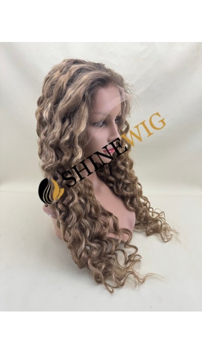 26inch Premium luxury fuller hair ends ombre balayage color wavy HD lace front wig from shinewig