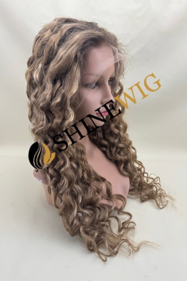 26inch Premium luxury fuller hair ends ombre balayage color wavy HD lace front wig from shinewig