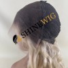 32inch Premium luxury Remy human hair fuller hair ends ombre dark roots balayage blonde color wavy HD lace front wig from shinewig