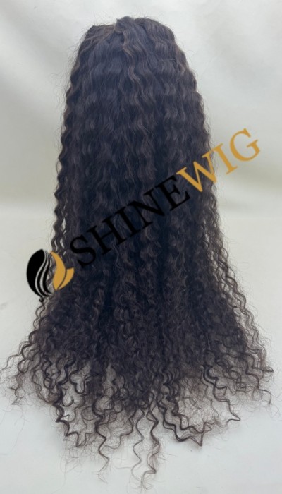 28inch Premium luxury BEST Virgin human hair fuller hair ends highlights color curly HD lace front wig from shinewig