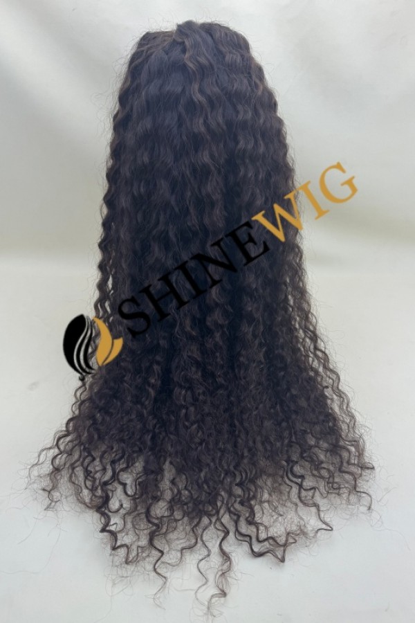 28inch Premium luxury BEST Virgin human hair fuller hair ends highlights color curly HD lace front wig from shinewig