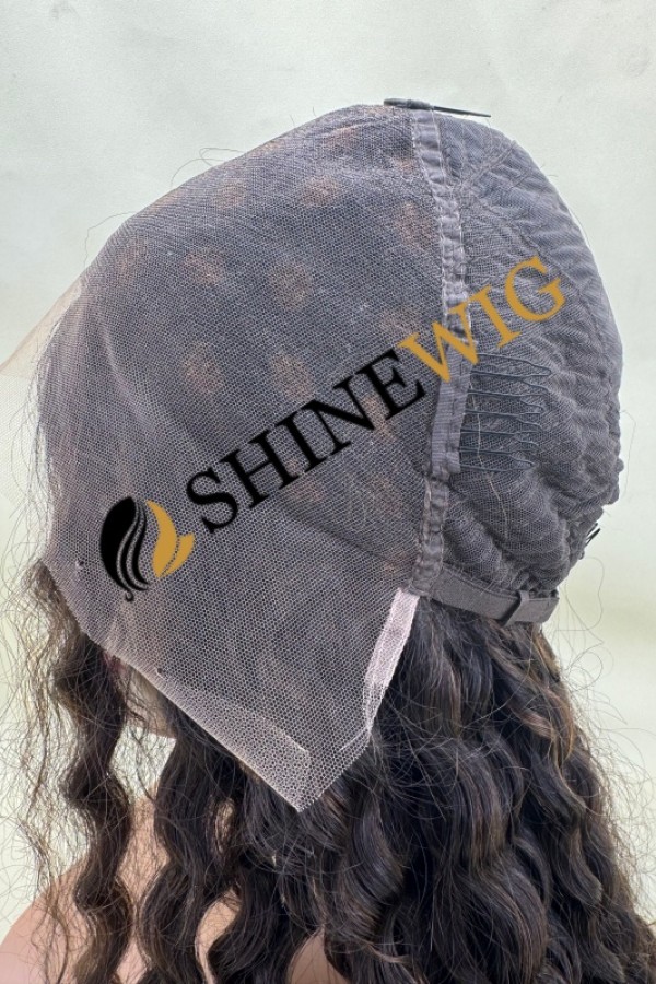28inch Premium luxury BEST Virgin human hair fuller hair ends highlights color curly HD lace front wig from shinewig