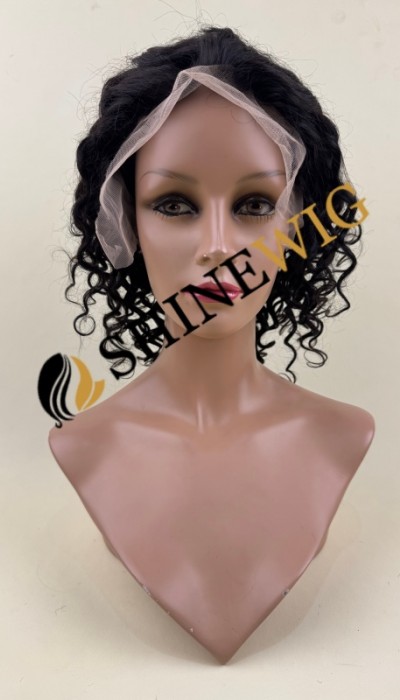 10 inch 1B curly  remy human hair lace front wig from shinewig
