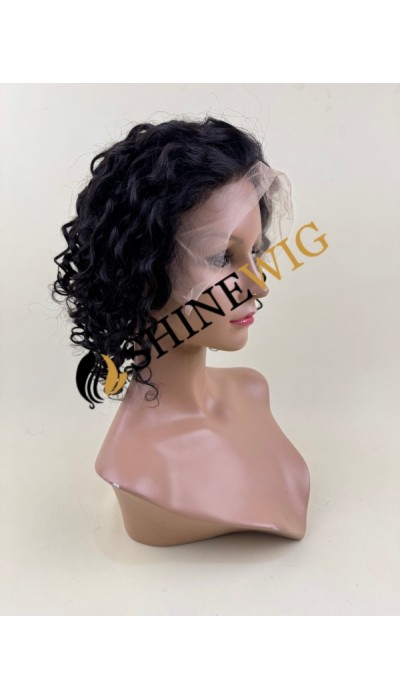 10 inch 1B curly  remy human hair lace front wig from shinewig