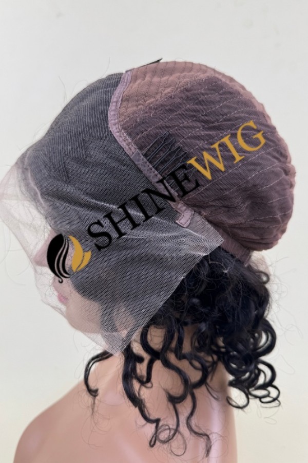 10 inch 1B curly  remy human hair lace front wig from shinewig