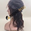 16inch brown COLOR body WAVY Chinese remy human hair natural silk top closure  wig