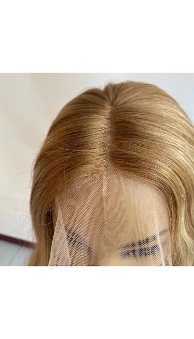 14inch BAYALAGE COLOR  natural hairline with small knots super high quality Chinese virgin human hair lace front celebrity wig