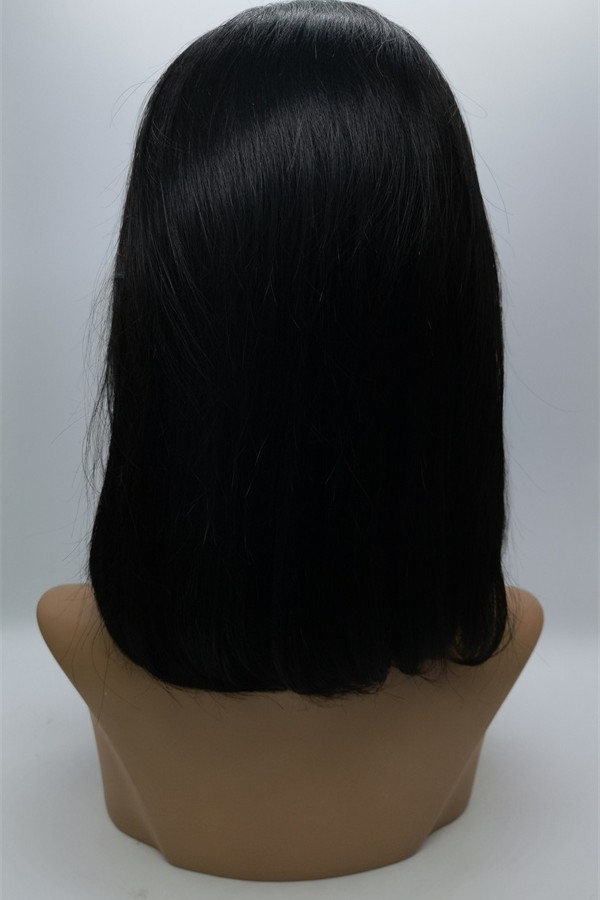 12inch 1B straight Chinese remy human hair bob style closure lace front wig shinewig