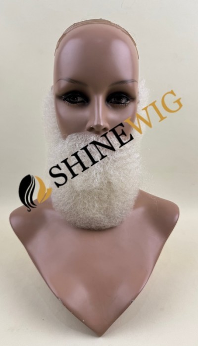 Platinum blonde/ white color  kinky afro full lace beards from shinewig