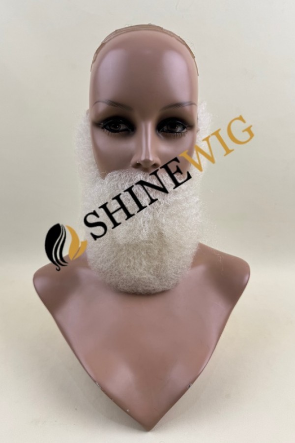 Platinum blonde/ white color  kinky afro full lace beards from shinewig