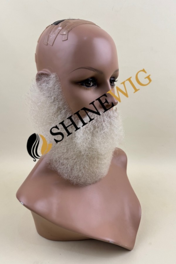 Platinum blonde/ white color  kinky afro full lace beards from shinewig