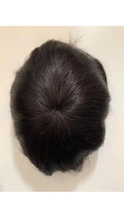 Natural straight lace with PU thin skin base toupee