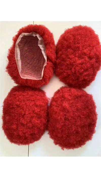 Kinky Afro red color full lace Toupee