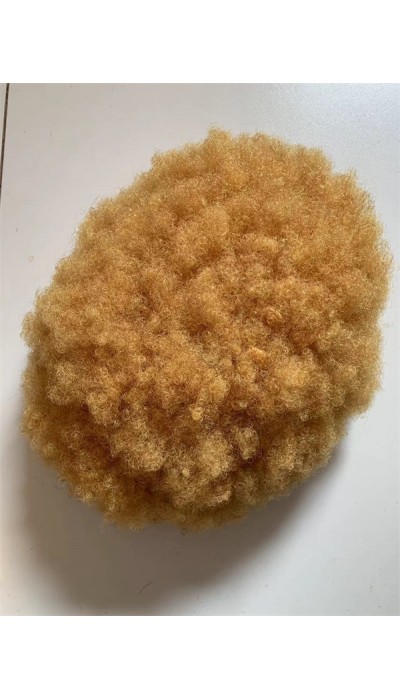 Kinky Afro golden blonde color full lace Toupee