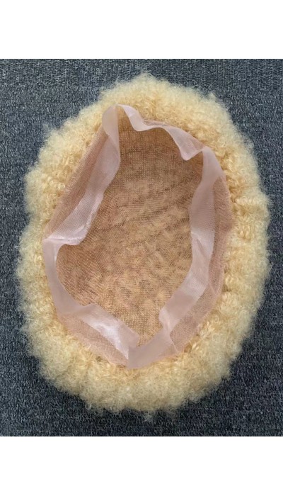 Kinky afro blonde color full lace Toupee