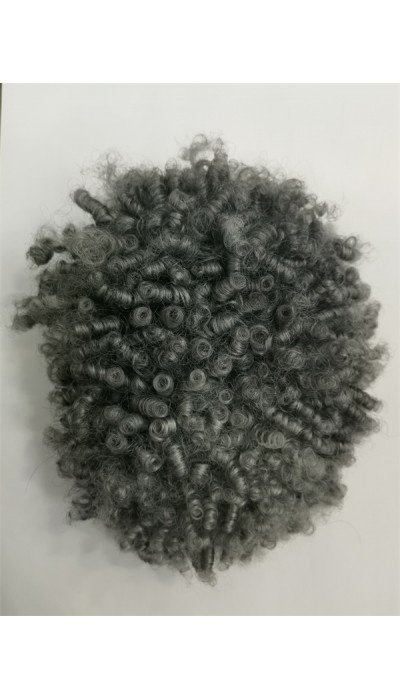 Curly  1B mixed grey color full lace Toupee