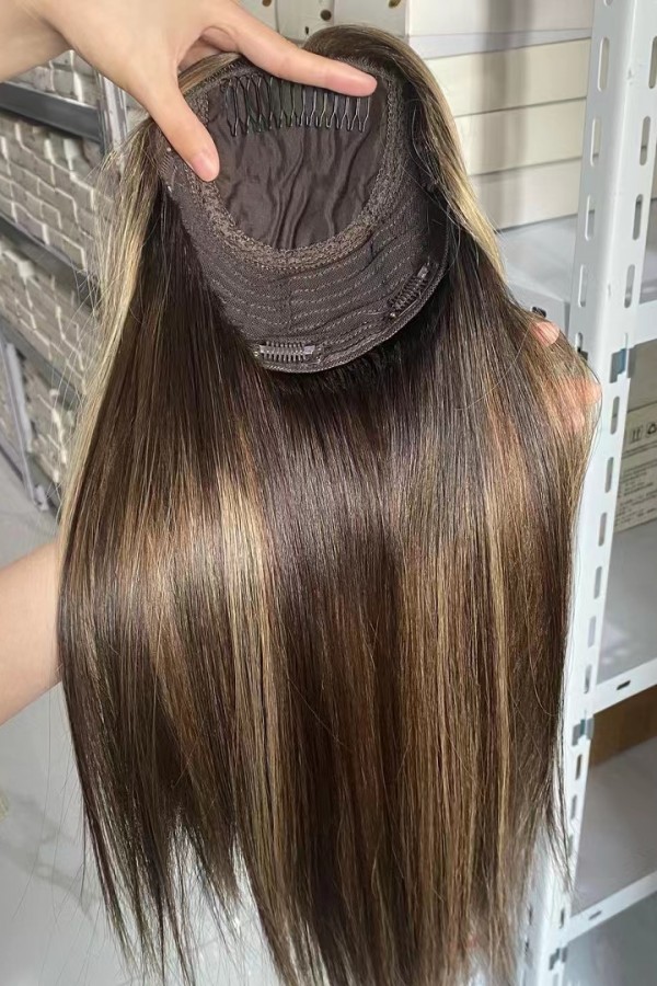 18inch Chinese Virgin human hair natural straight top quality celebrity women topper toupee