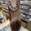 16inch Chinese Virgin human hair silk straight top quality celebrity mono topper shinewig