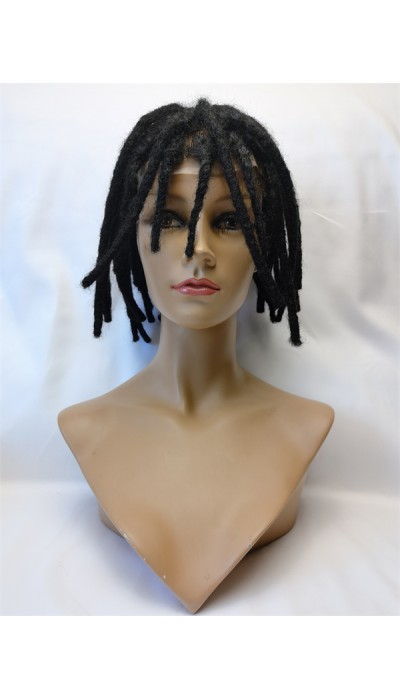 Natural color kinky afro full lace dreadlocks braids toupee from shinewig