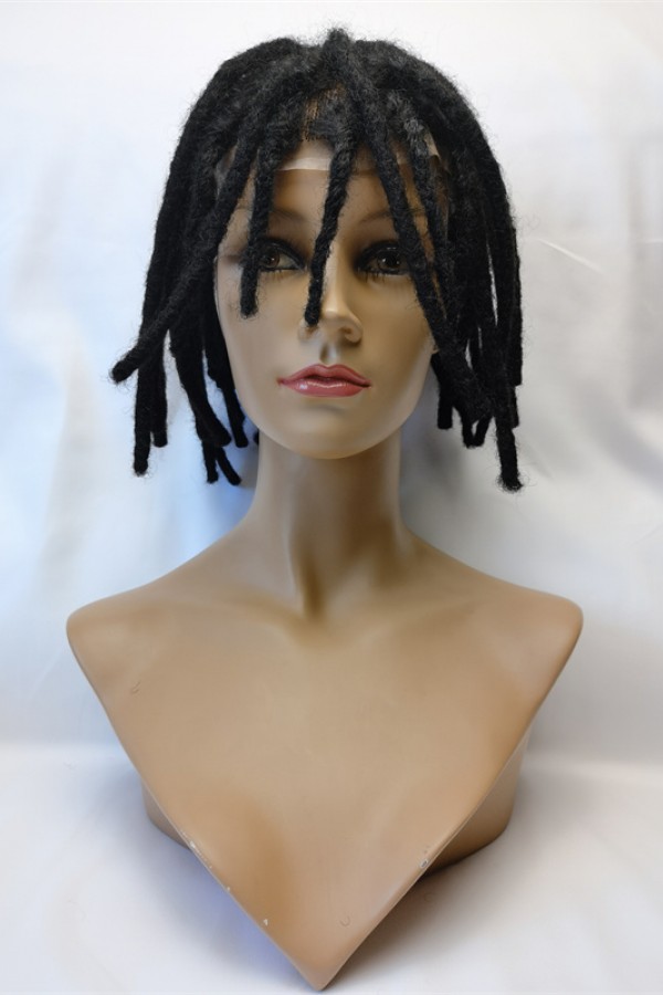 Natural color kinky afro full lace dreadlocks braids toupee from shinewig