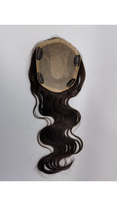 16inch Chinese Remy human hair body wavy hair topper