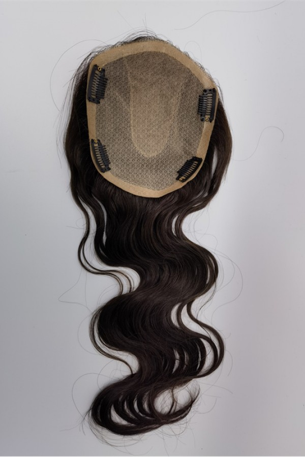 16inch Chinese Remy human hair body wavy hair topper