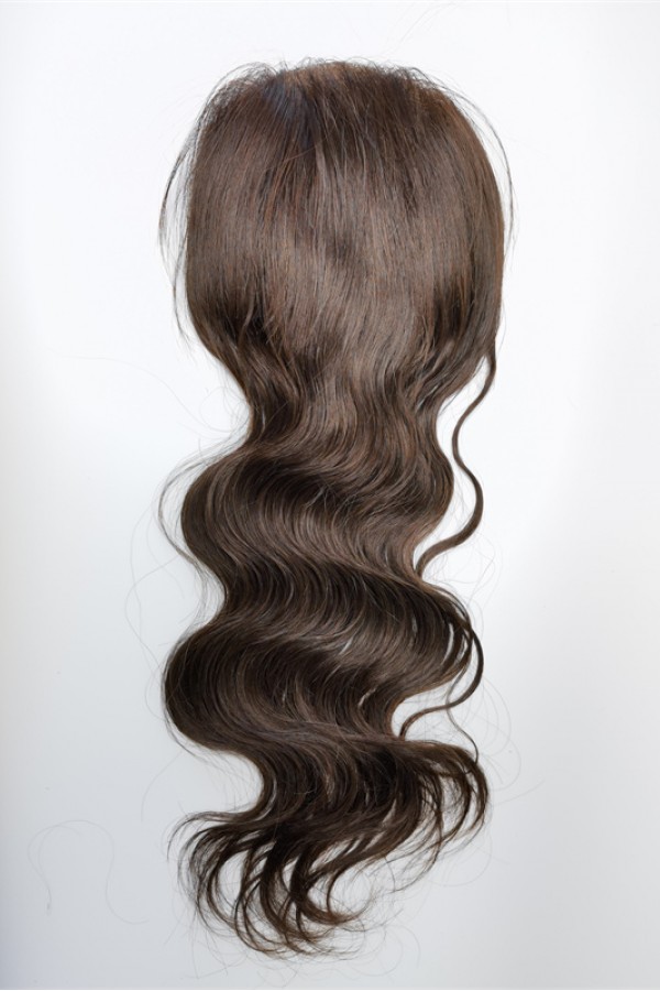 16inch Chinese Remy human hair brown color  body wavy hair topper