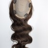 16inch Chinese Remy human hair brown color  body wavy hair topper