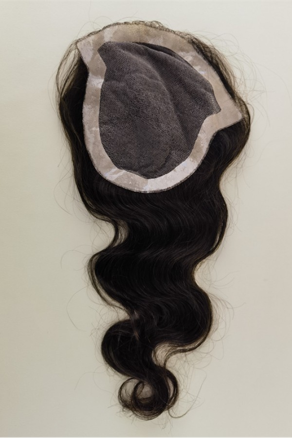 16inch Chinese remy human hair body wave lace with pu hair topper
