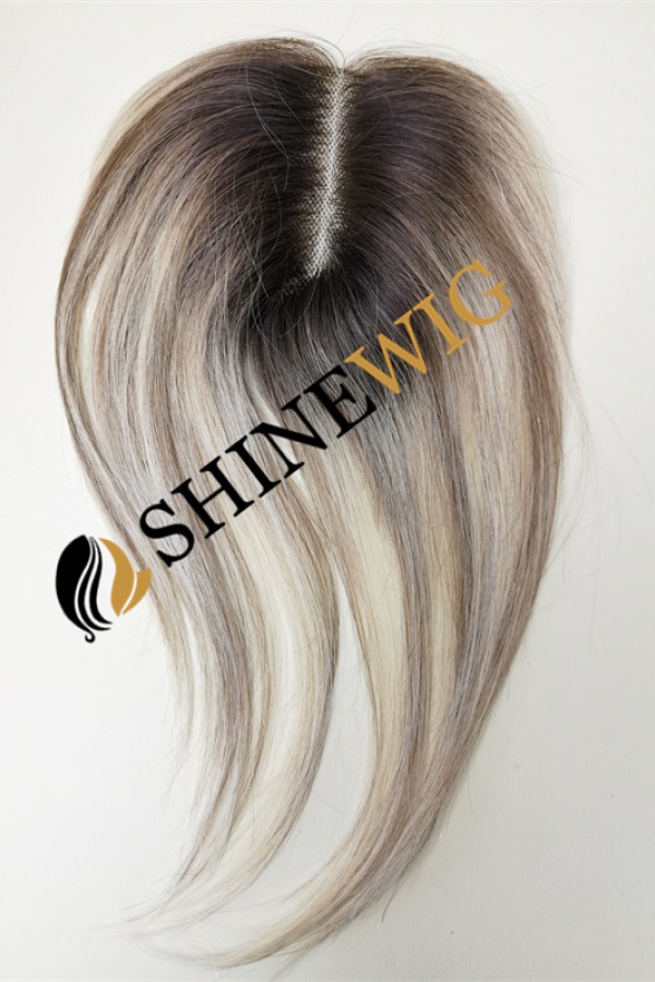 10inch remy human hair blonde color full lace base hair topper from shinewig