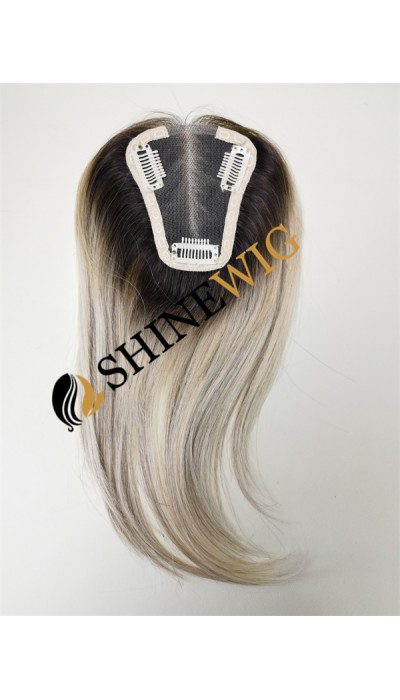 10inch remy human hair blonde color full lace base hair topper from shinewig